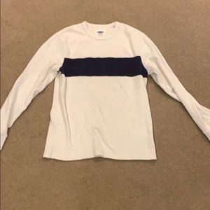 Blue Striped Fleece Crewneck Sweater